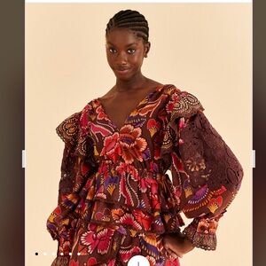 Farm Rio Brown Bright Flora Blouse